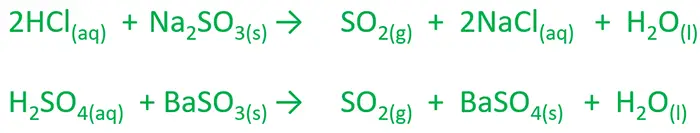 metal sulfite and dilute acid reaction